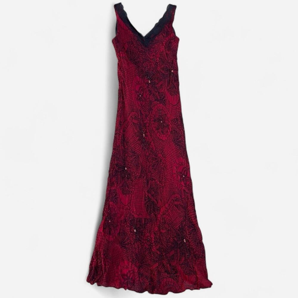 Eva Blue Vintage Y2K Gothic Fairy Floral Spider Web Beaded Maxi Gown